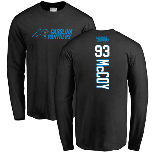 Carolina Panthers Men Black Gerald McCoy Backer NFL Football #93 Long Sleeve T Shirt->carolina panthers->NFL Jersey